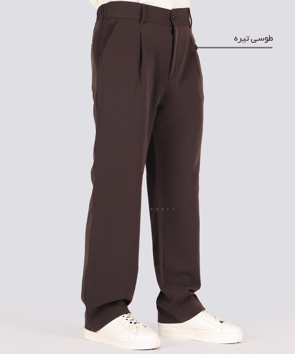                                                                 سورمه ای طوسی تیره مشکی کرم شکلاتی شلوار پارچه ای بگ استایل 0921  - تصویر 10