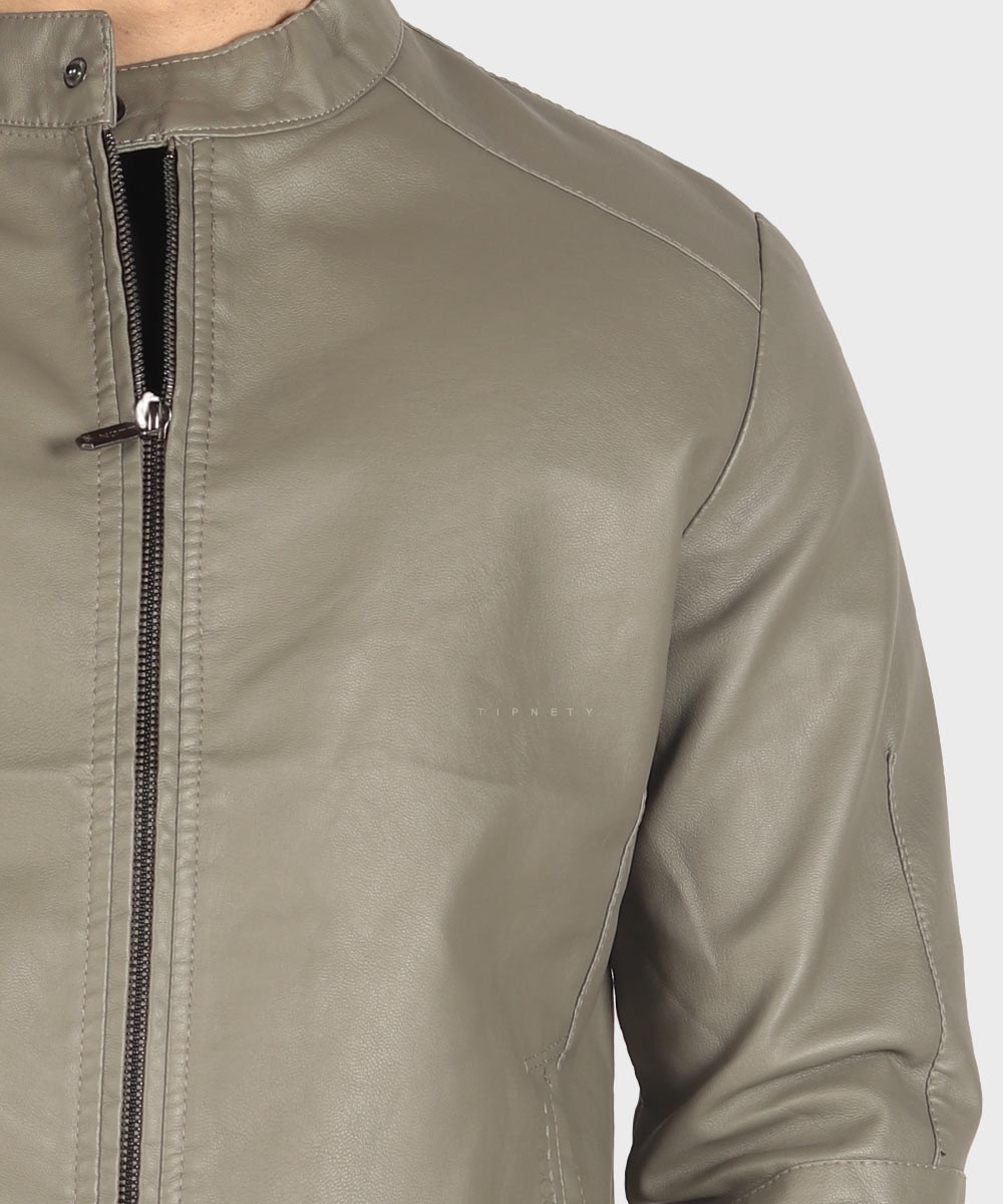 طوسی مشکی استخوانی زمستانه کت چرم 2519  - تصویر 2