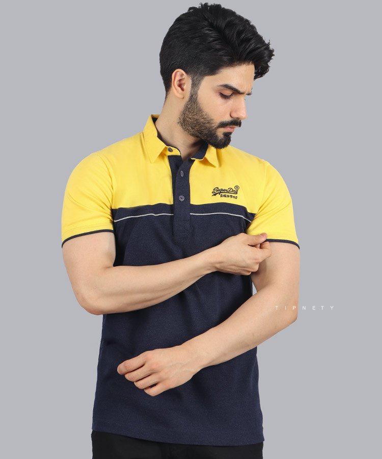 تیشرت یقه دار مردانه زرد 5320