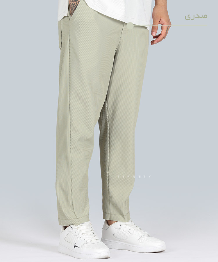                                                                                                                                                                                                                 کرم سفید کله غازی مشکی قهوه ای طوسی صدری شلوار پارچه ای لینن 1368  - تصویر 4