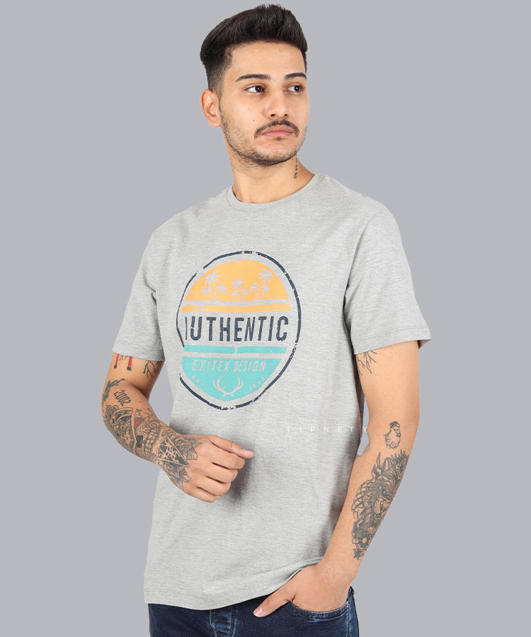                                                                                                     سورمه ای سفید سبز     ملانژ تیشرت چاپی 0438  - تصویر 5