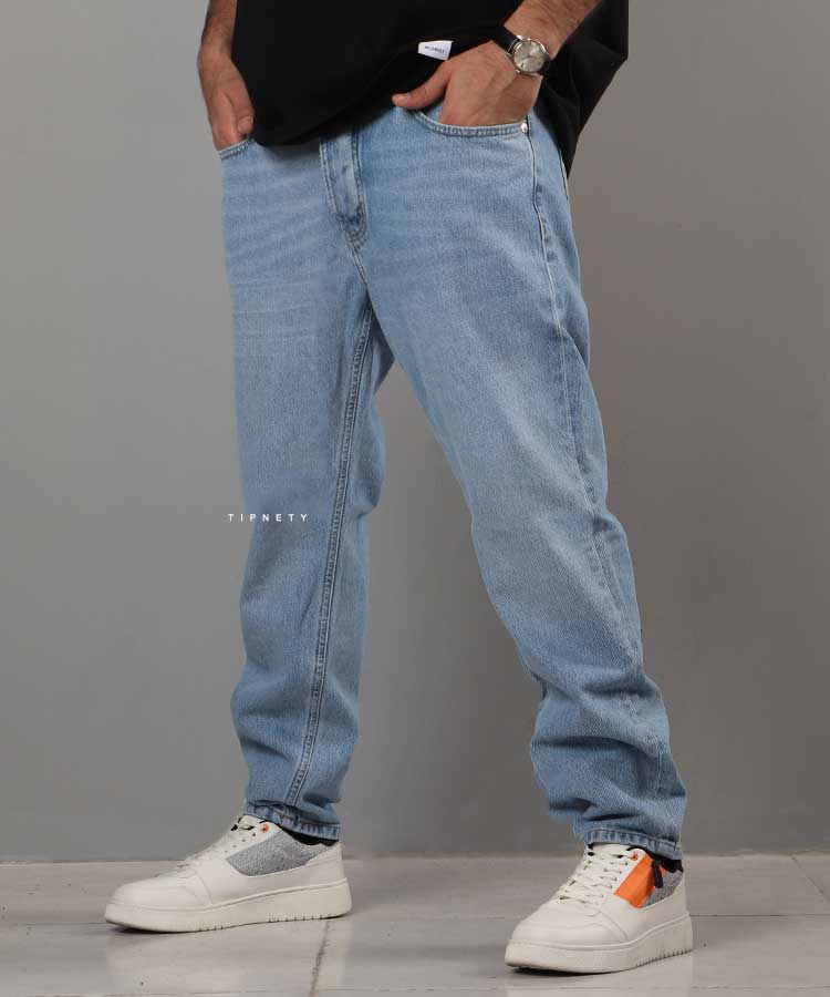 شلوار جین مام فیت مردانه آبی روشن 0125