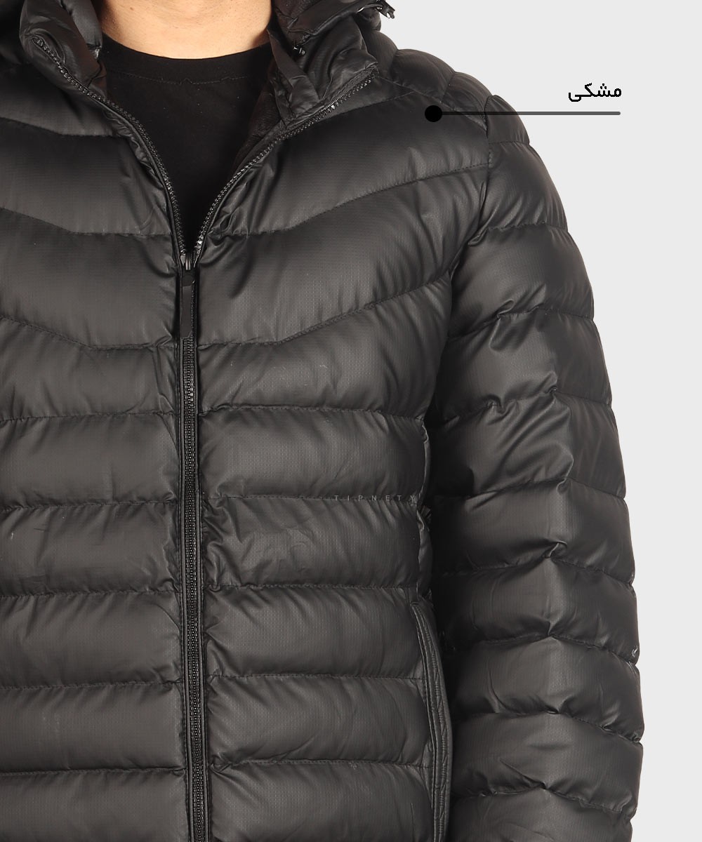 کرم مشکی سبز زمستانه کاپشن 6018  - تصویر 4