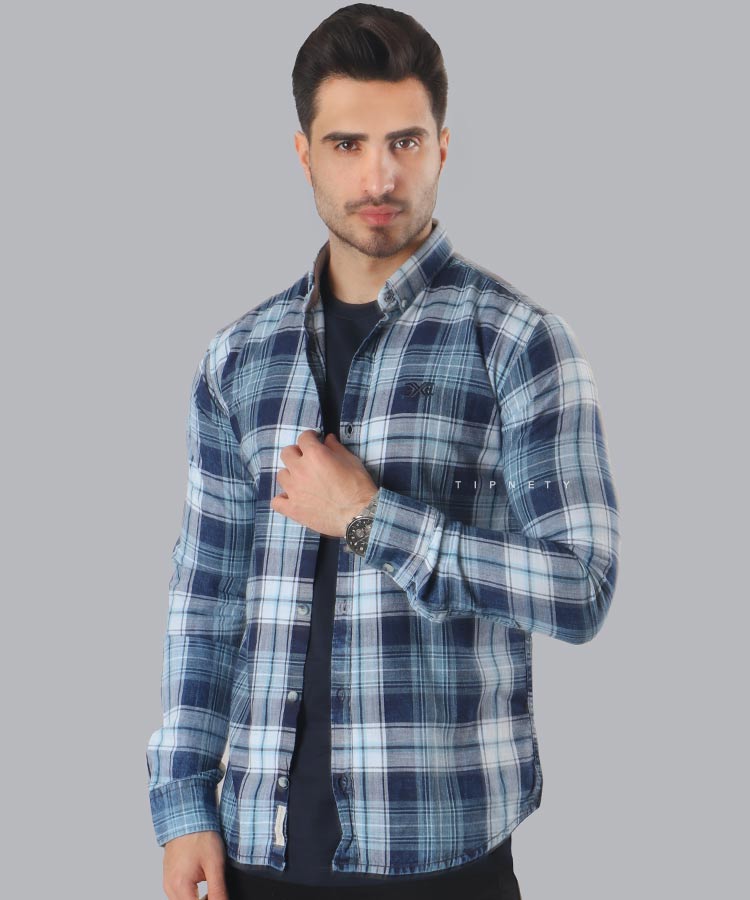 پیراهن مردانه آستین بلند چهارخانه 0532