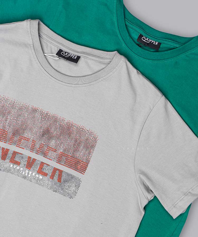                                                                         مشکی نفتی سبز سفید طوسی   تیشرت چاپی 1615  - تصویر 2