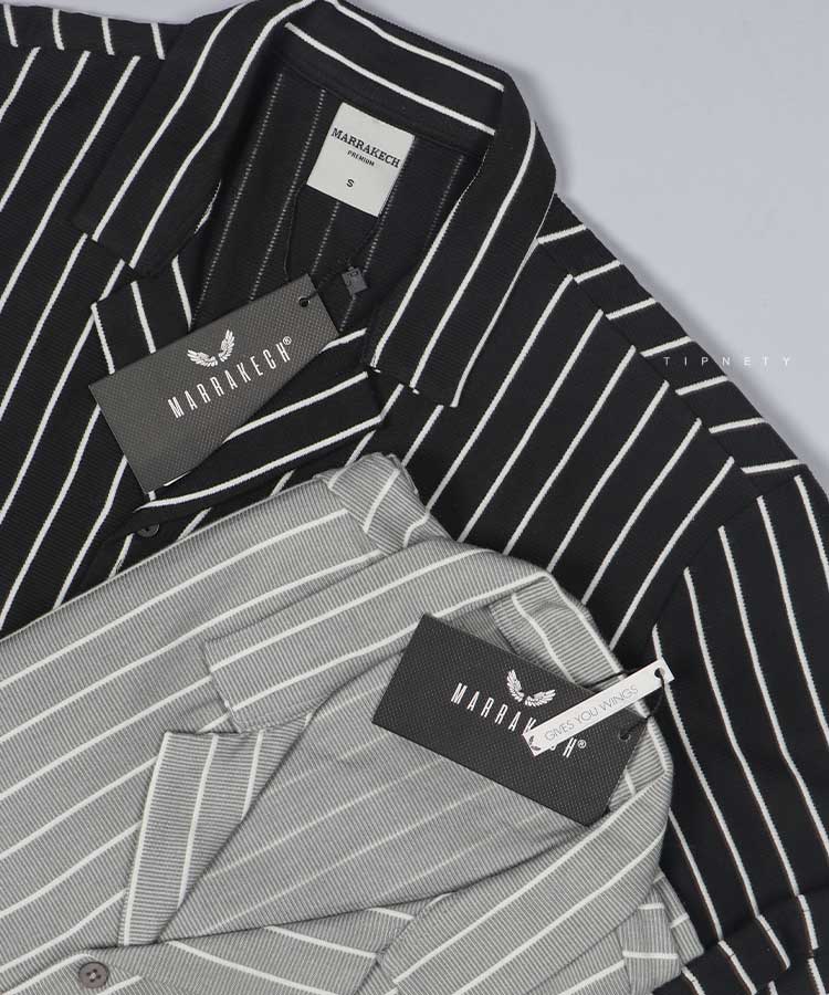                                                                                                 طوسی مشکی سفید پیراهن یقه انگلیسی 0664  - تصویر 2