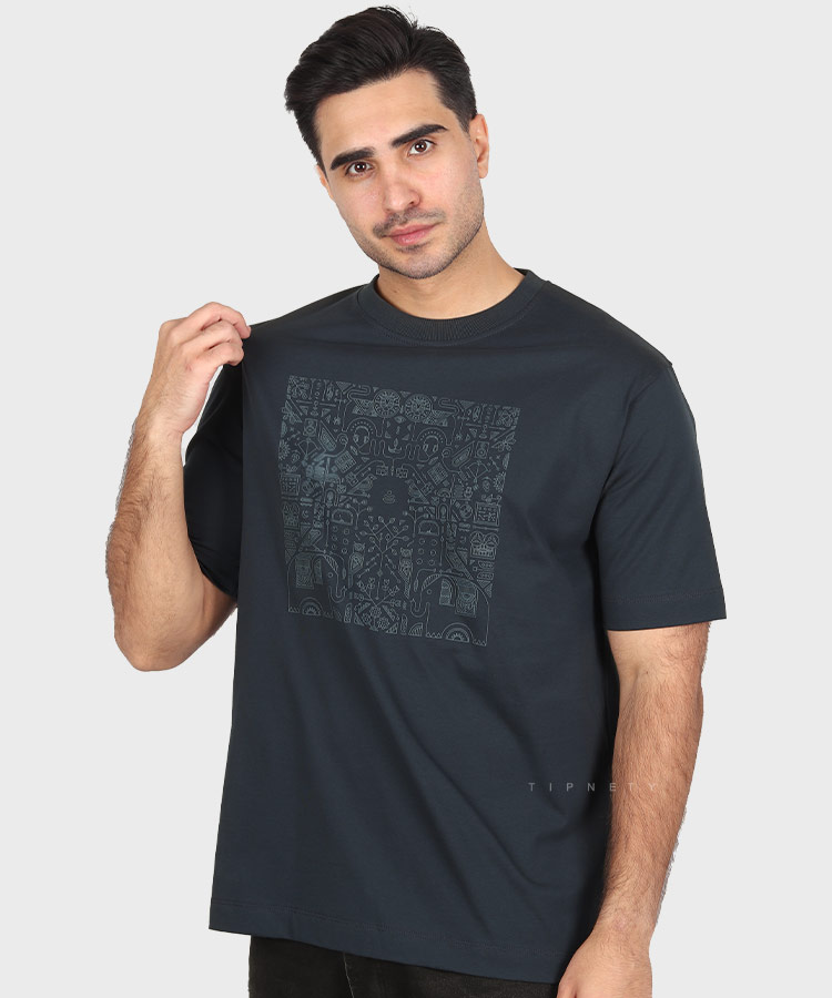 تیشرت لش طرحدار و سورمه ای 1626