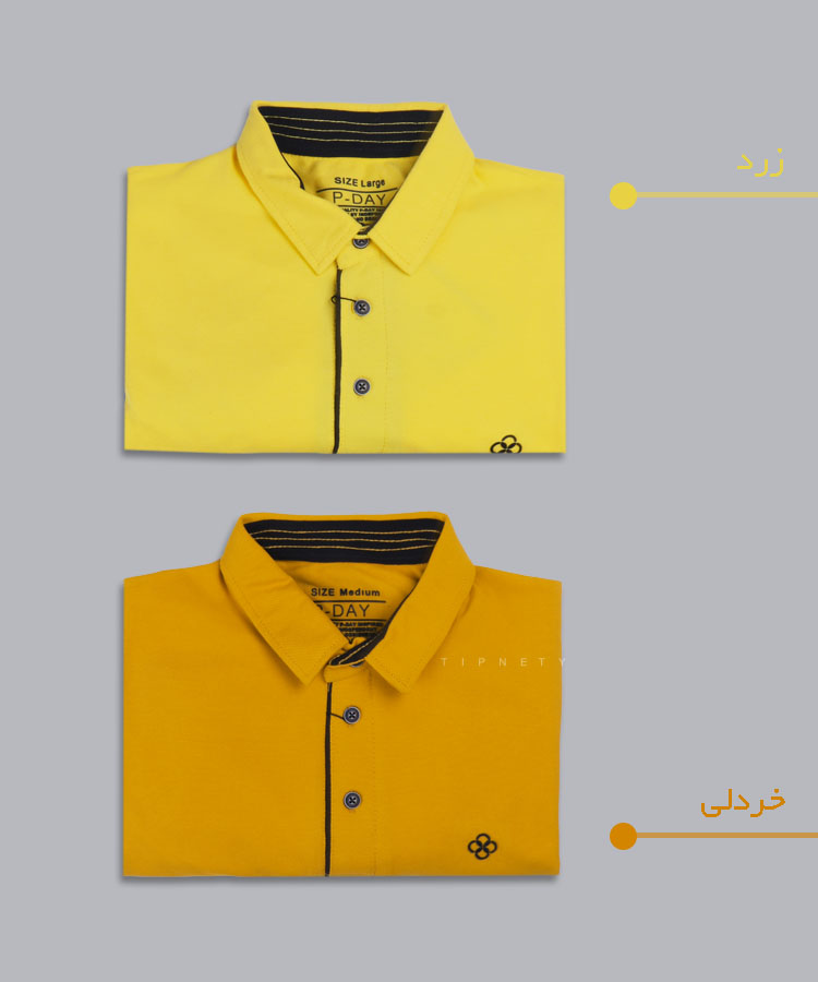                                                                                                     خردلی زرد آجری لیمویی تیشرت یقه دار 6203  - تصویر 5