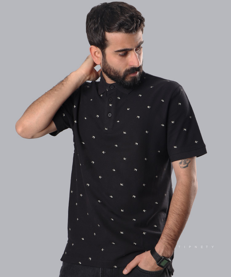 تیشرت یقه دار فول چاپ مردانه 0537