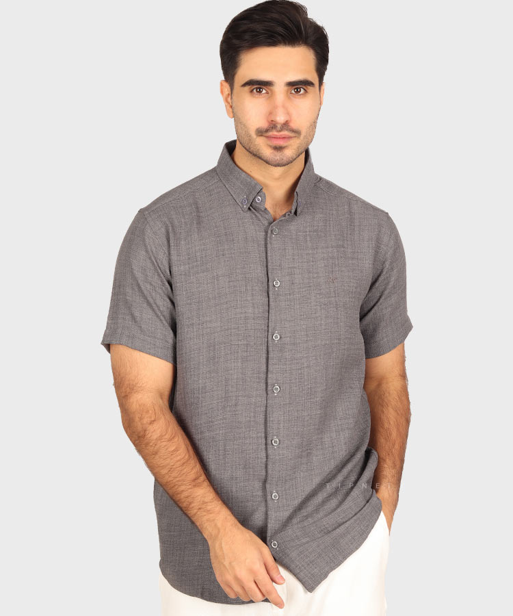                                                                                             مشکی لجنی آبی تیره طوسی تیره شتری نسکافه ای سبز کرم سفید نفتی یشمی خاکی پیراهن آستین کوتاه فیت 0132  - تصویر 5