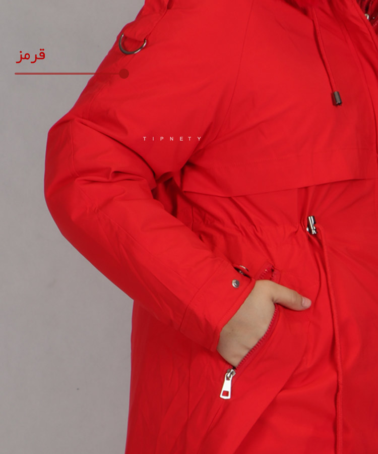 کاپشن زنانه بلند و کلاه خزدار 2170