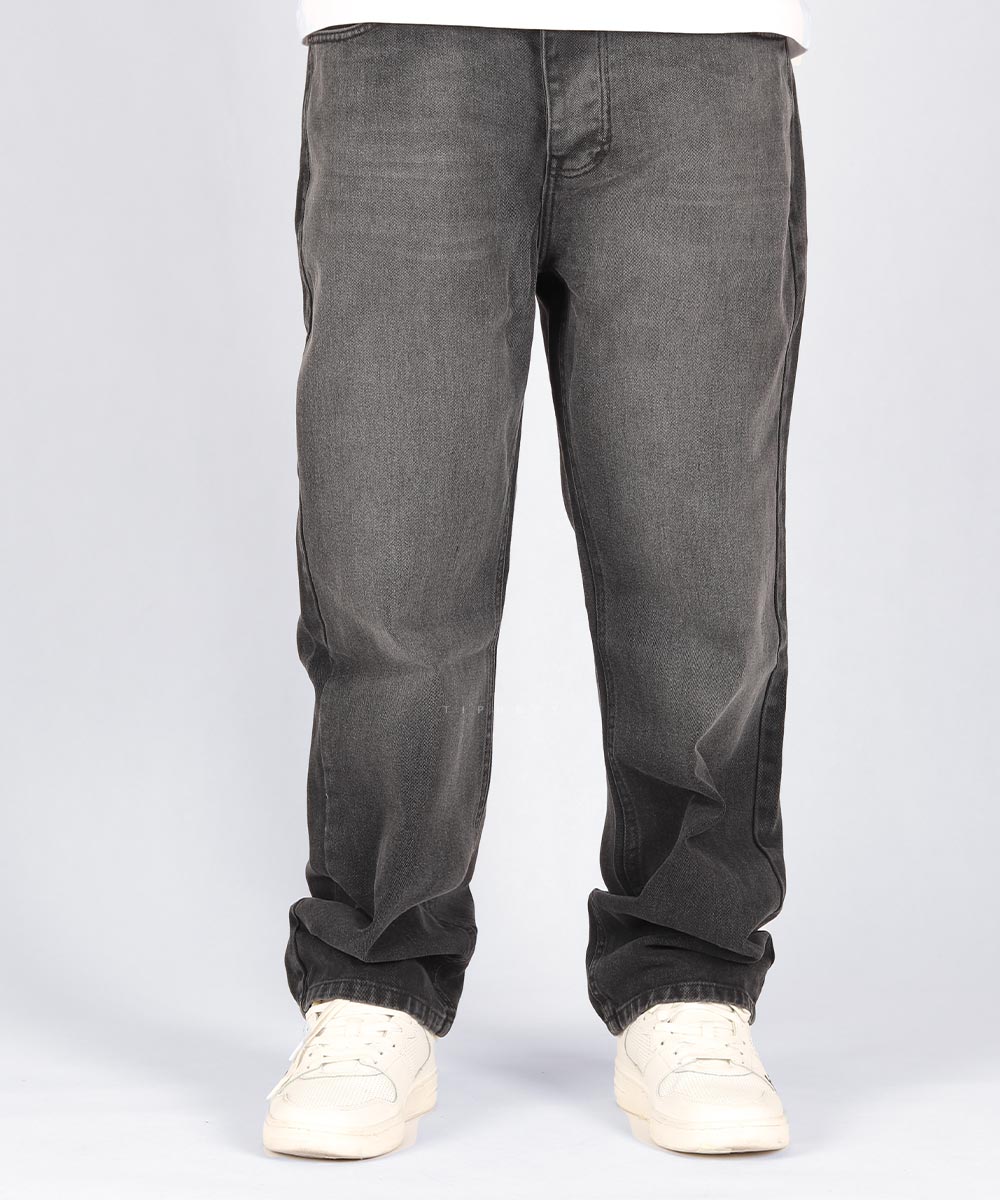 شلوار جین بگ مردانه ساده و ذغالی 0461