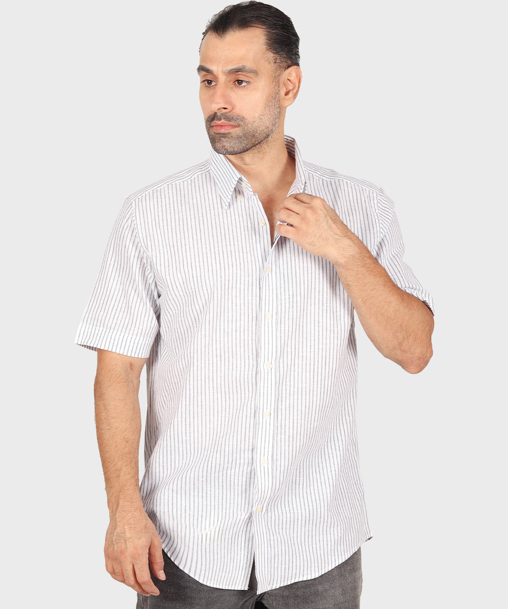             طوسی تیره آبی روشن پیراهن آستین کوتاه کلاسیک 1382  - تصویر 6