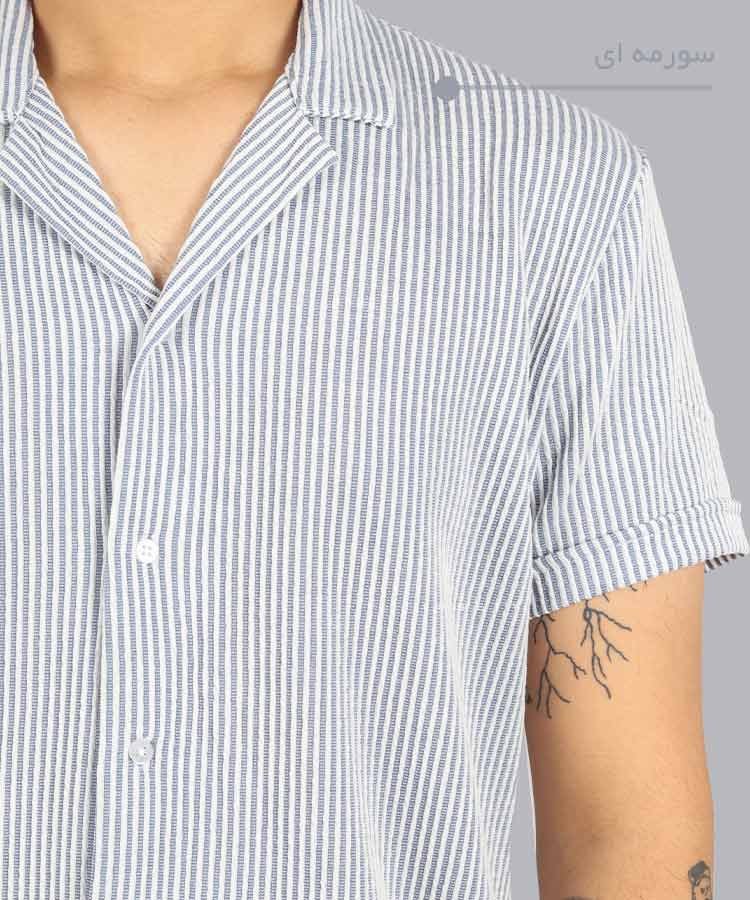                                                                                                                                                         سورمه ای کرم طوسی مشکی پیراهن یقه انگلیسی 1679  - تصویر 9