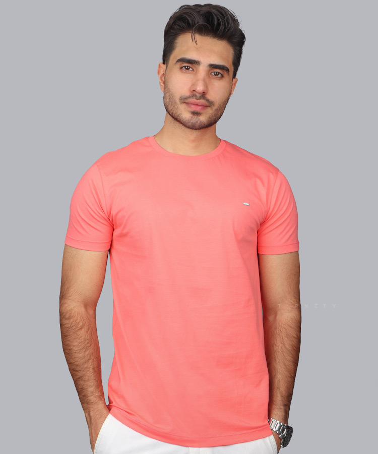 تیشرت ساده صورتی مردانه 9133