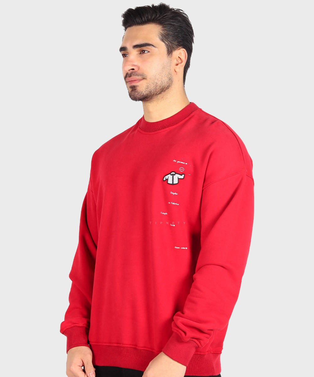         سورمه ای لجنی قرمز پاییزه پلیور 1786  - تصویر 11