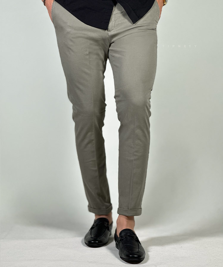                                                                                                                 کرم نوک مدادی صدری استخوانی زیتونی سورمه ای مشکی شلوار کتان فیت 0041  - تصویر 4