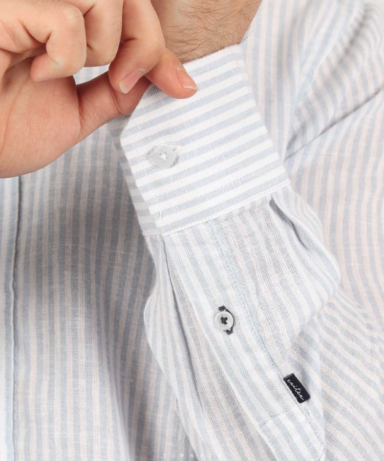 پیراهن لینن مردانه آستین بلند و راه راه ۵۴۲۳