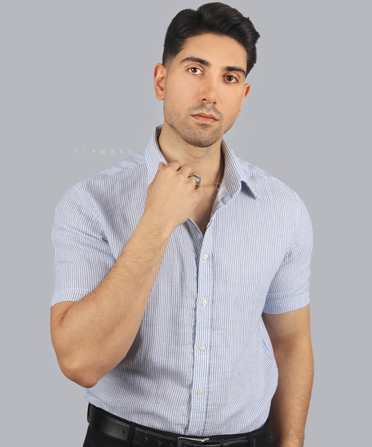 پیراهن آستین کوتاه مردانه مجلسی 4352