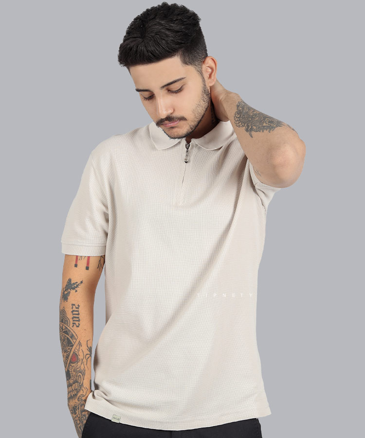 تیشرت یقه دار نیم زیپ مردانه 3222