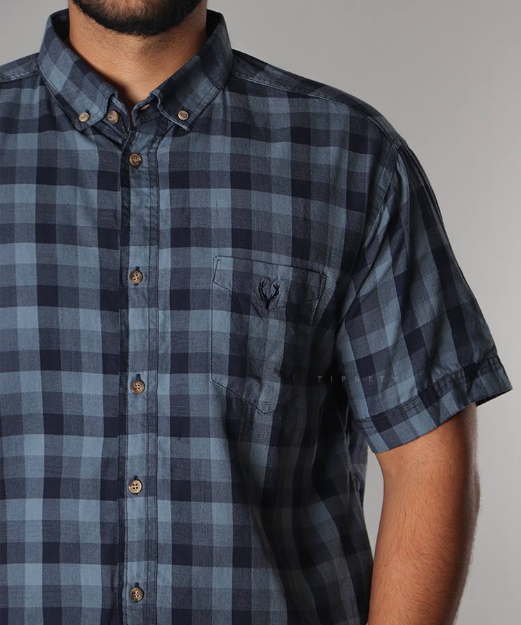 پیراهن آستین کوتاه مردانه چهارخانه 4411