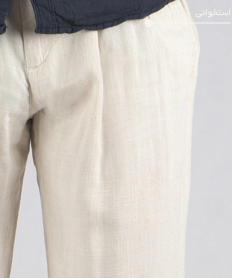                                                                                                                                           کرم صدری استخوانی زیتونی مشکی شلوار پارچه ای لینن 0071  - تصویر 8