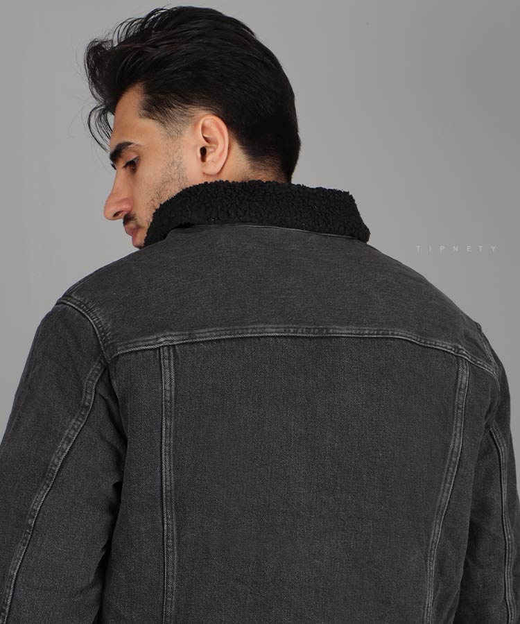                                                                                                                                           ذغالی آبی زمستانه کت جین 6401  - تصویر 7