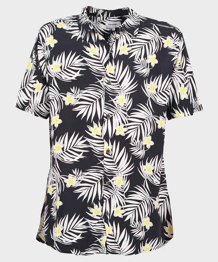 پیراهن مردانه هاوایی آستین کوتاه گلدار 2035