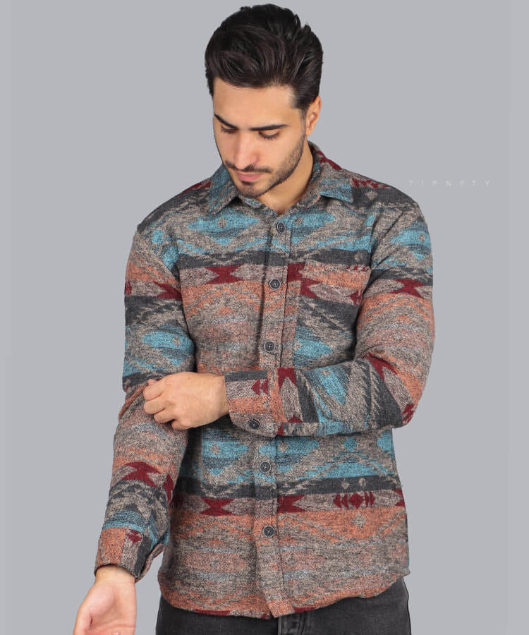                                                                                                                                                 آجری سبز زرشکی پاییزه پیراهن 0850  - تصویر 4