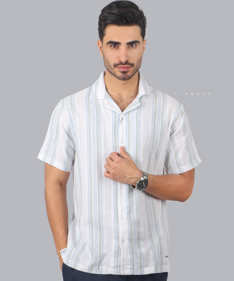 پیراهن یقه انگلیسی مردانه کنفی 1260