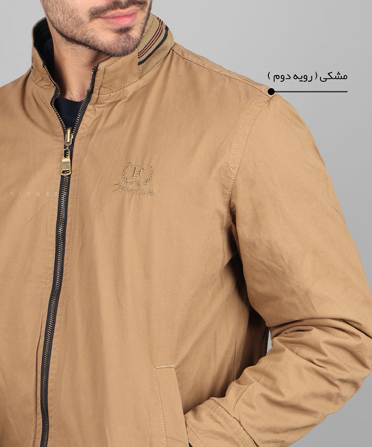                                                                                                                         کرم شتری سبز مشکی زمستانه کت کتان 9822  - تصویر 20