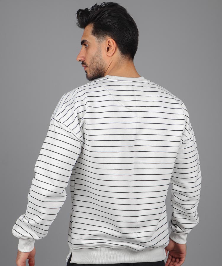                                                   لجنی ملانژ                                                     سفید مشکی پاییزه پلیور 1240  - تصویر 3