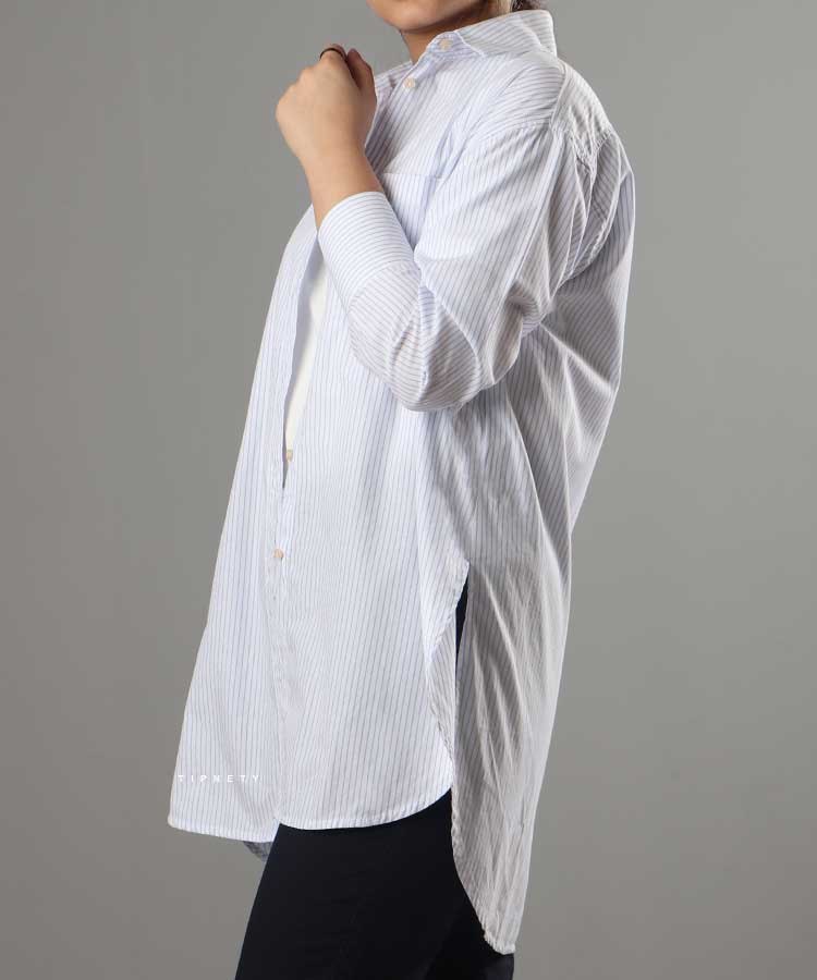                                                     سفید سبز آبی لجنی ملانژ شومیز طرحدار 5006  - تصویر 4