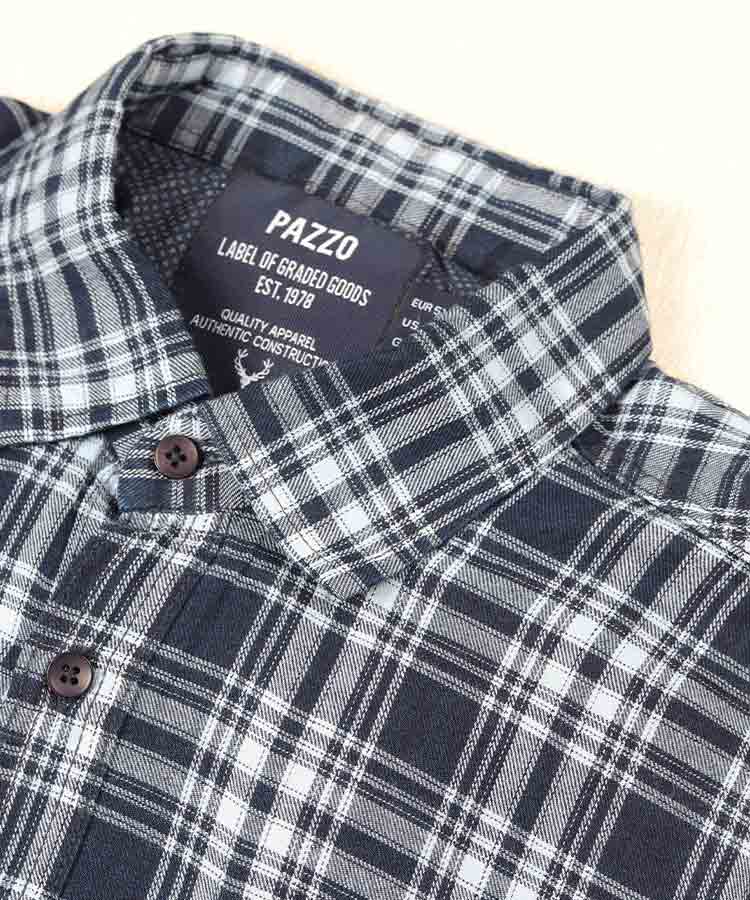 پیراهن مردانه سایز بزرگ آبی آستین کوتاه و چهارخانه 5729