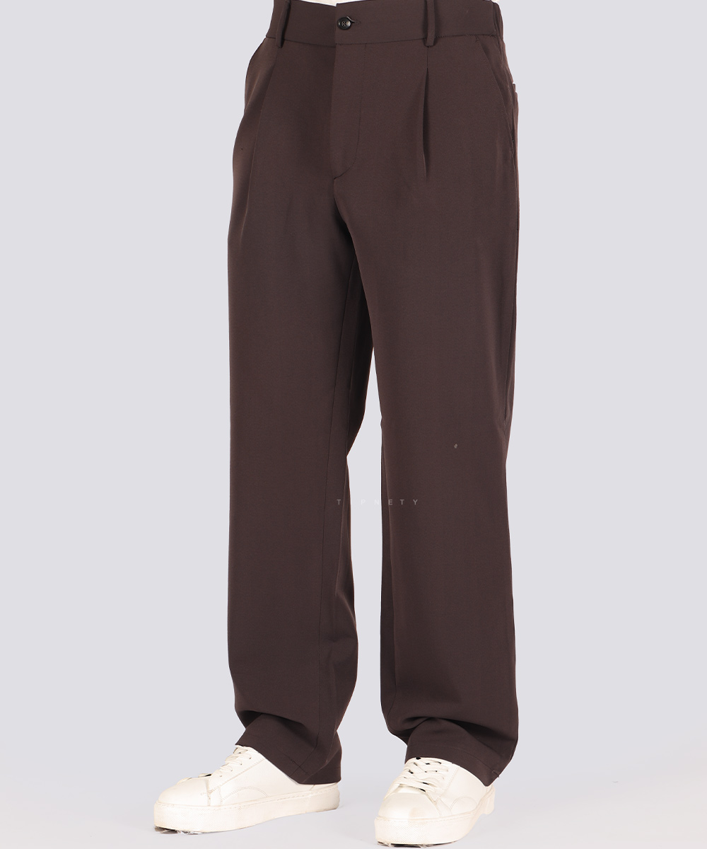                                                                 سورمه ای طوسی تیره مشکی کرم شکلاتی شلوار پارچه ای بگ استایل 0921  - تصویر 16