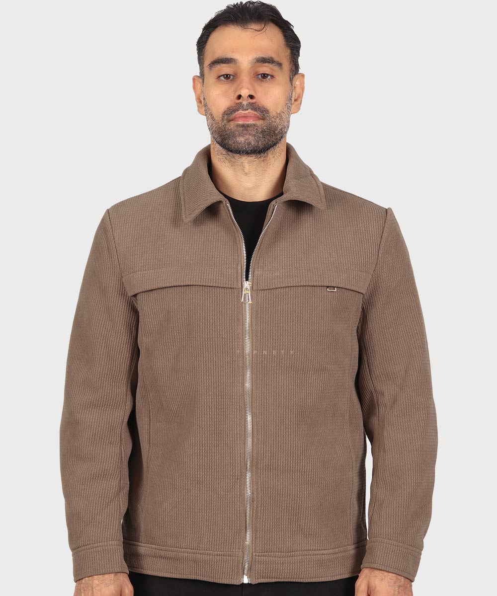                                         خاکی طوسی صدری زمستانه کت کتان 2603  - تصویر 4