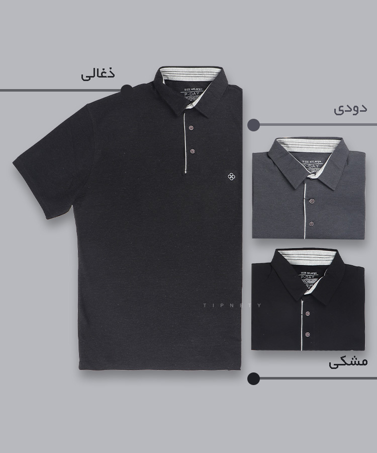                                             ذغالی دودی مشکی ملانژ   تیشرت سایز بزرگ 6201  - تصویر 3