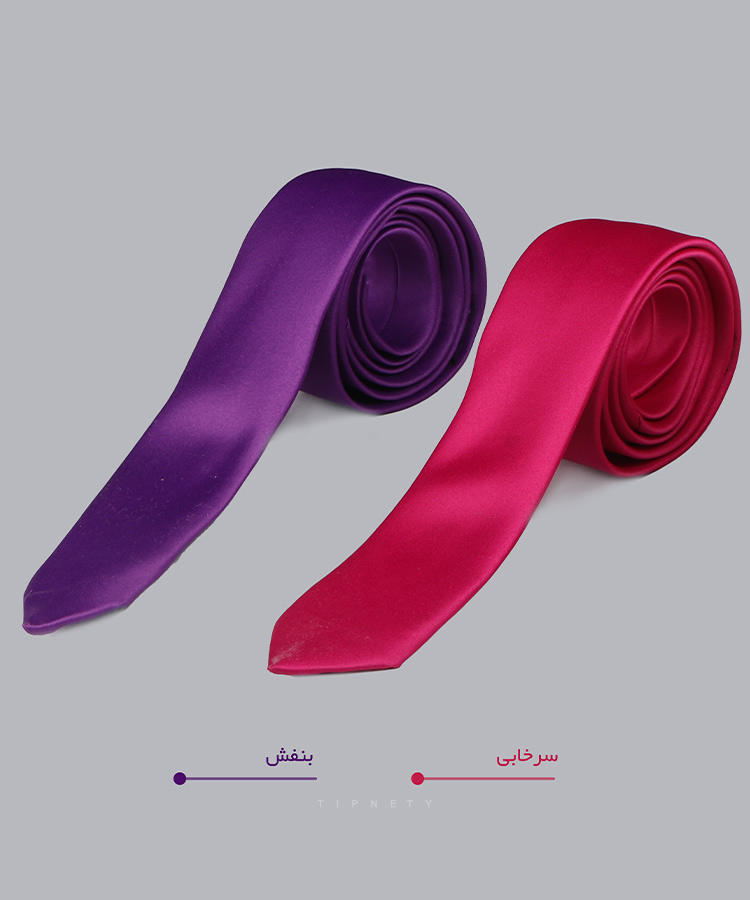                                                                                                                                                                                   سفید زرد صورتی نفتی سرخابی زرشکی آبی لجنی بنفش زیتونی فسفری تک کروات ساده 7104  - تصویر 3