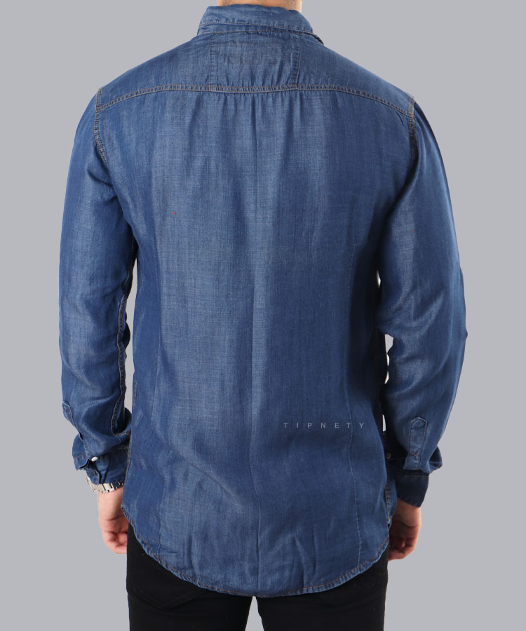                                     آبی تیره پیراهن آستین بلند فیت 0752  - تصویر 3