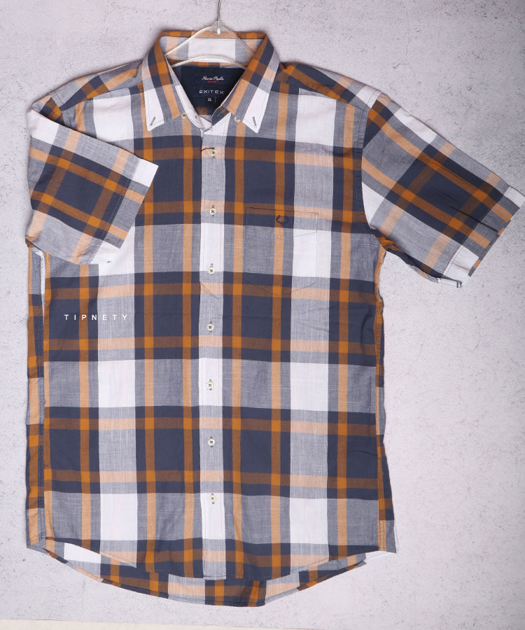 پیراهن آستین کوتاه مردانه چهارخانه 0925