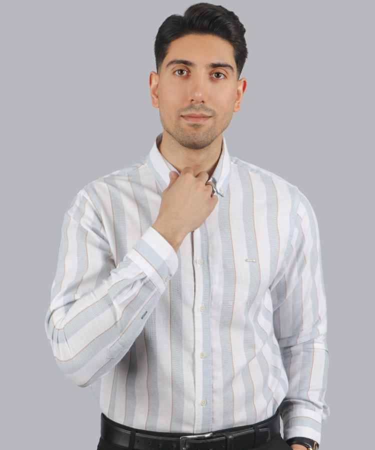 پیراهن مردانه آستین بلند راه راه 1237