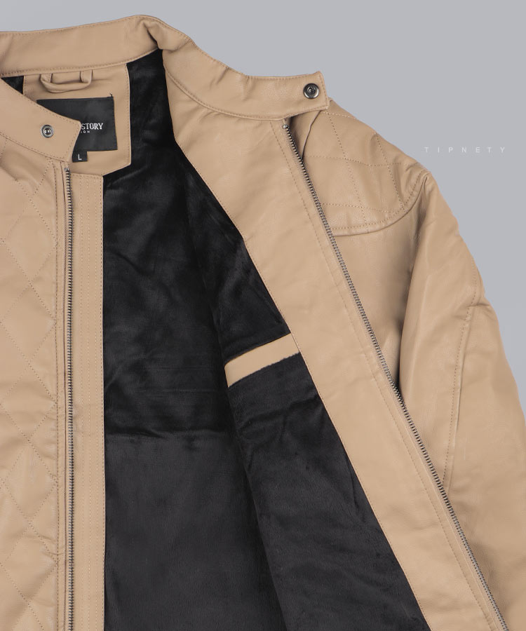                                                                                                                         خاکی قهوه ای مشکی زمستانه کت چرم 0698  - تصویر 13