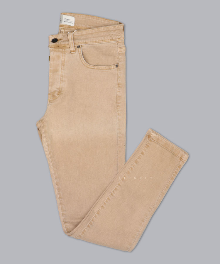 شلوار جین اسکینی کرم یونیسکس 0340