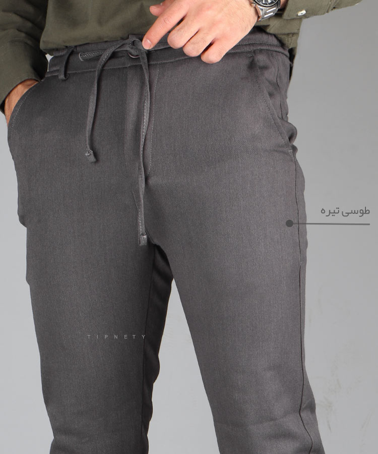                                                                                                                                                             شتری طوسی روشن طوسی تیره سورمه ای مشکی شلوار کتان فیت 3215  - تصویر 5