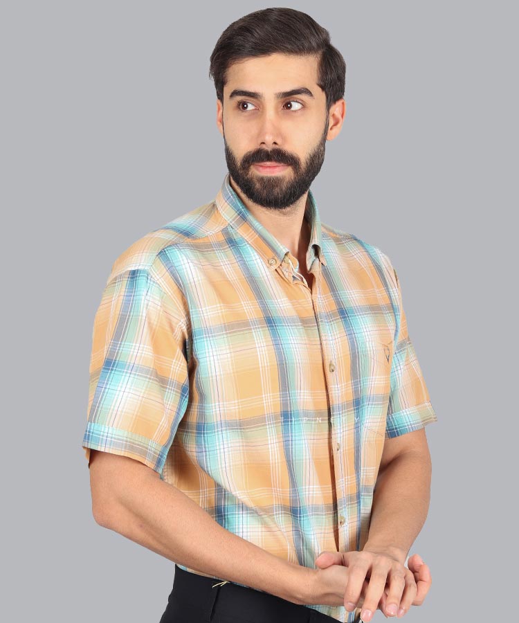                                                                               فیروزه ای خردلی سورمه ای سبز آبی شتری صورتی زرد پیراهن آستین کوتاه کلاسیک 2732  - تصویر 10