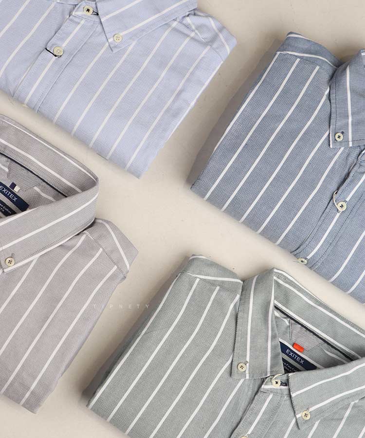                                                             نفتی آبی روشن سبز طوسی پیراهن آستین بلند فیت 4101  - تصویر 4