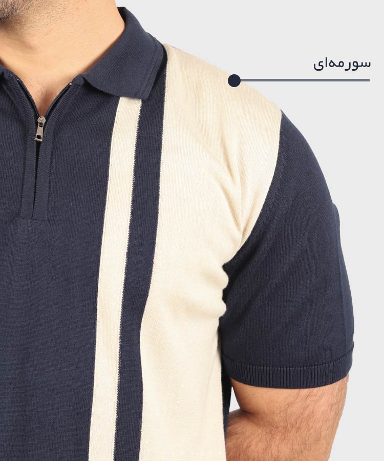                                                   مشکی یشمی سورمه ای کرم تیشرت یقه دار 5305  - تصویر 6