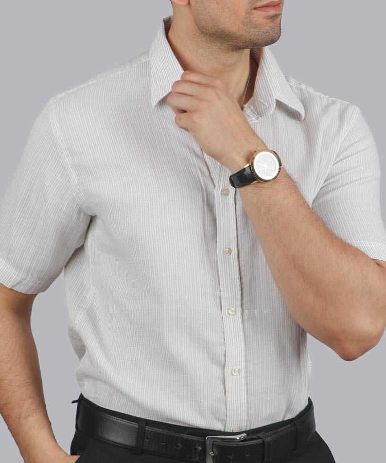                         پسته ای پیراهن آستین کوتاه کلاسیک 1227  - تصویر 3