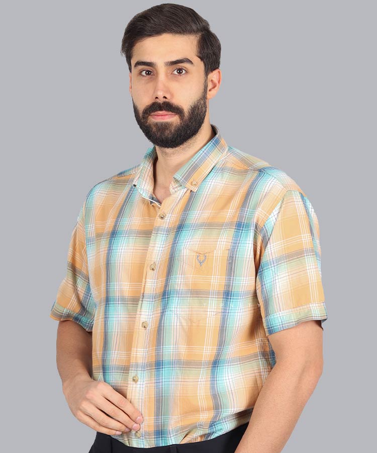 پیراهن آستین کوتاه مردانه چهارخانه 2732