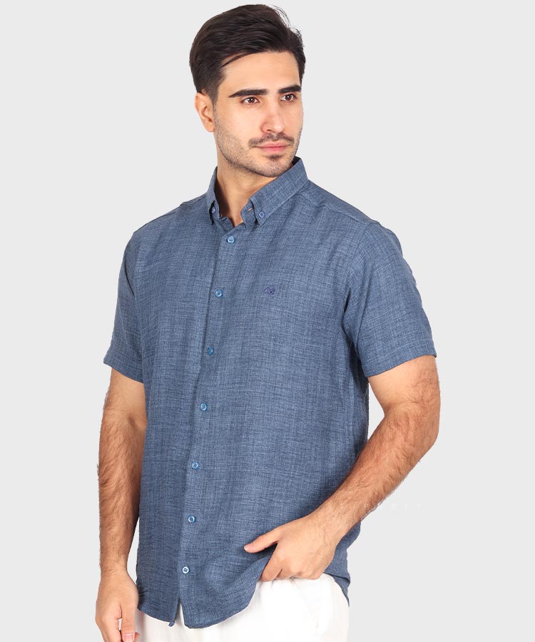                                                                                             مشکی لجنی آبی تیره طوسی تیره شتری نسکافه ای سبز کرم سفید نفتی یشمی خاکی پیراهن آستین کوتاه فیت 0132  - تصویر 3